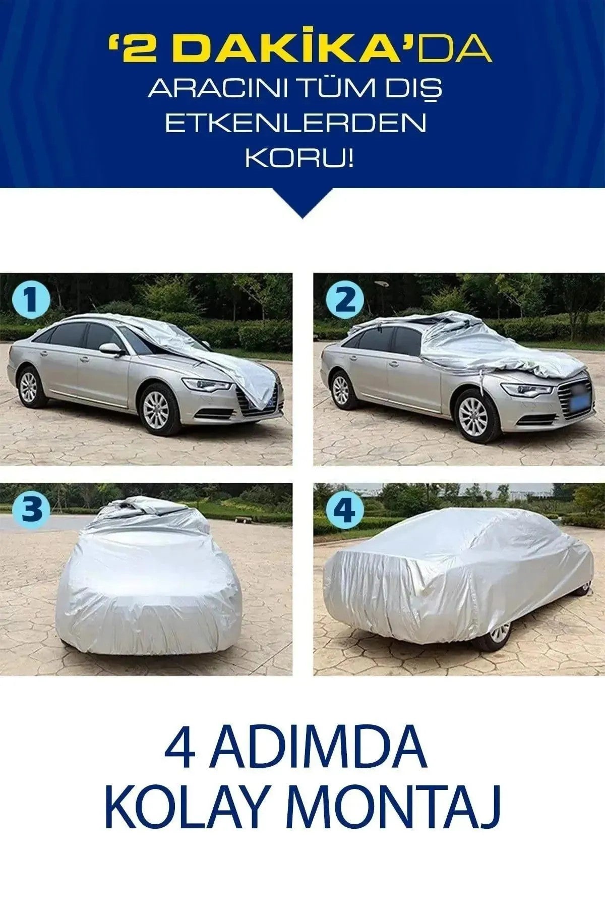 4 Mevsim Premium Oto Branda | Su Geçirmez, UV Korumalı, Yırtılmaz